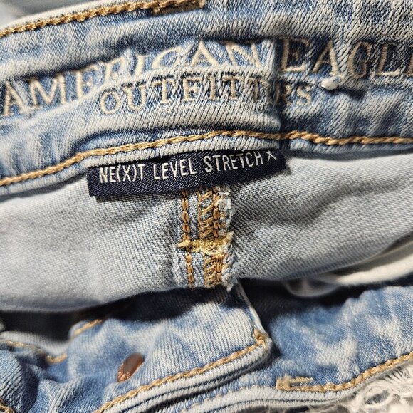 American Eagle Hi Rise Jegging Crop Jeans Womens Size 00 Light Wash Ripped Denim - Picture 10 of 12